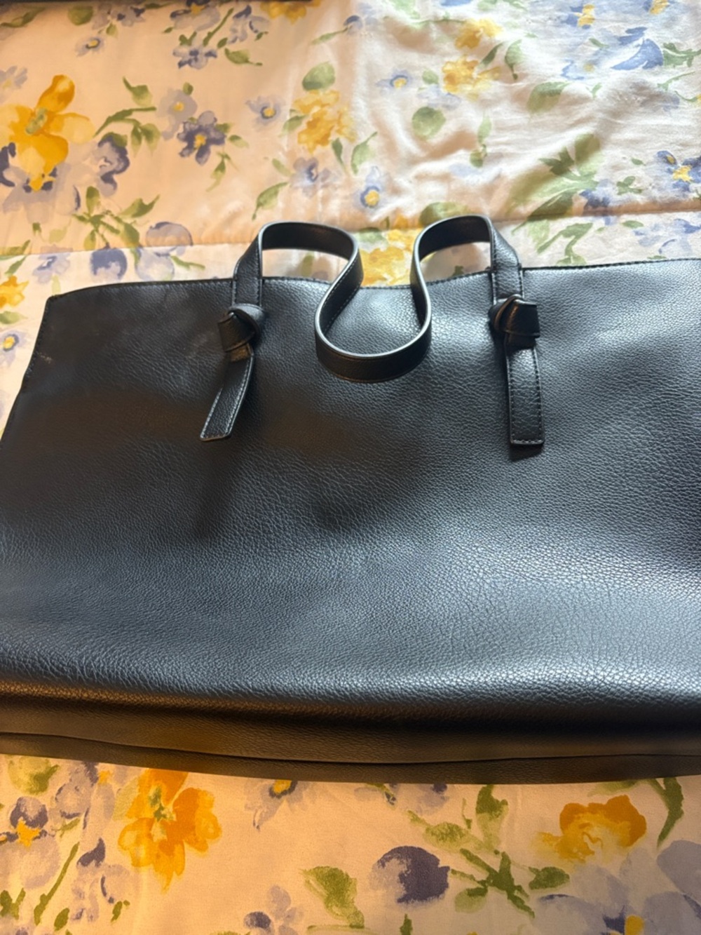 Sonoma Black Pebbled Leather Tote with Knot Handles